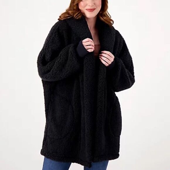 BumbleBella by Jill Martin Petite Sherpa Shawl Collar Button Lounger XXXS/XXSP - Picture 1 of 5
